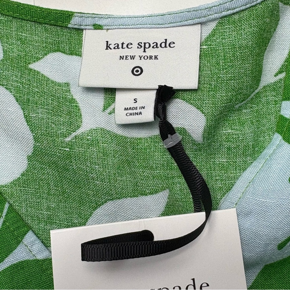 NWT Kate Spade x Target Classic Rose Linen Blend Maxi Dress Size S Pockets Green - Picture 10 of 13